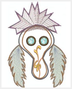 A bird face embroidery design