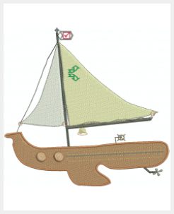 A boat with sails embroidery design