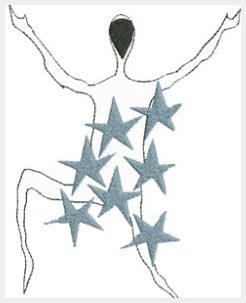 Human and stars embroidery design