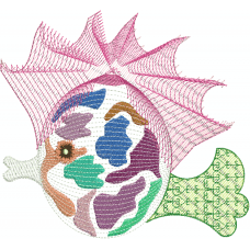 A bubble fin fish ripple embroidery design