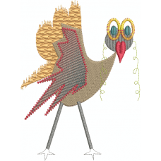 A big eyed bird embroidery design