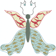 A butterfly with textured wings embroidery design