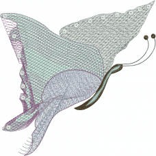 A butterfly with ripple wings embroidery design