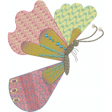 A butterfly with colorful wings embroidery design