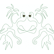 A crouching frog embroidery design