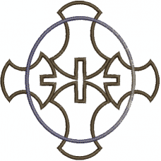 A curved cross in a circle embroidery design