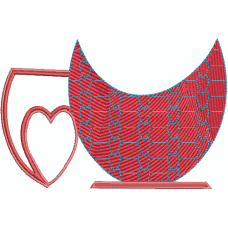 A heart’s tea cup embroidery design