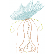 A jelly fish open fan embroidery design