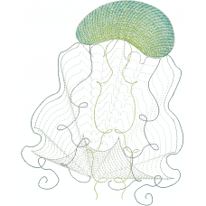 A green jellyfish embroidery design