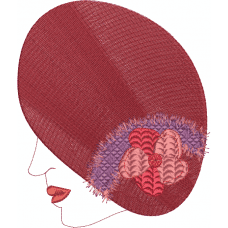 A lady with a red hat embroidery design