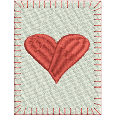 A large queen of heart card embroidery