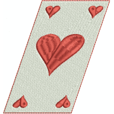 A slanted queen of hearts card embroidery