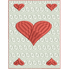 A queen of hearts card embroidery