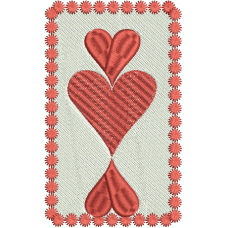 A large queen of double hearts embroidery