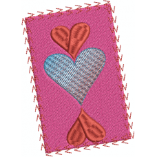 A slanted queen of double hearts card embroidery